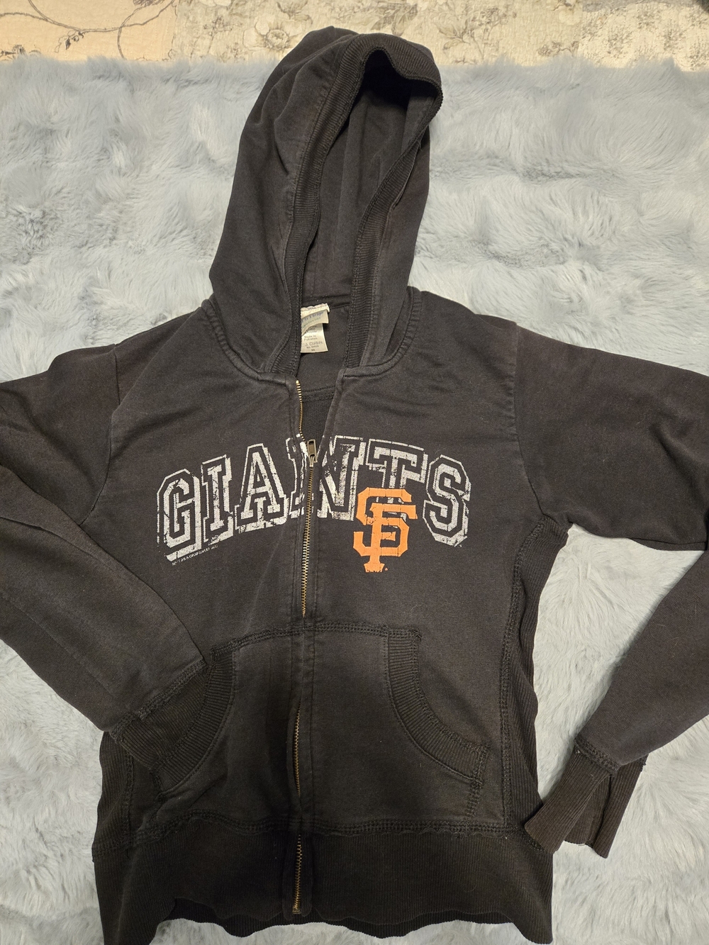 Soft As A Grape San Francisco SF Giants Black Full Zip Hoodie Jacket Size M